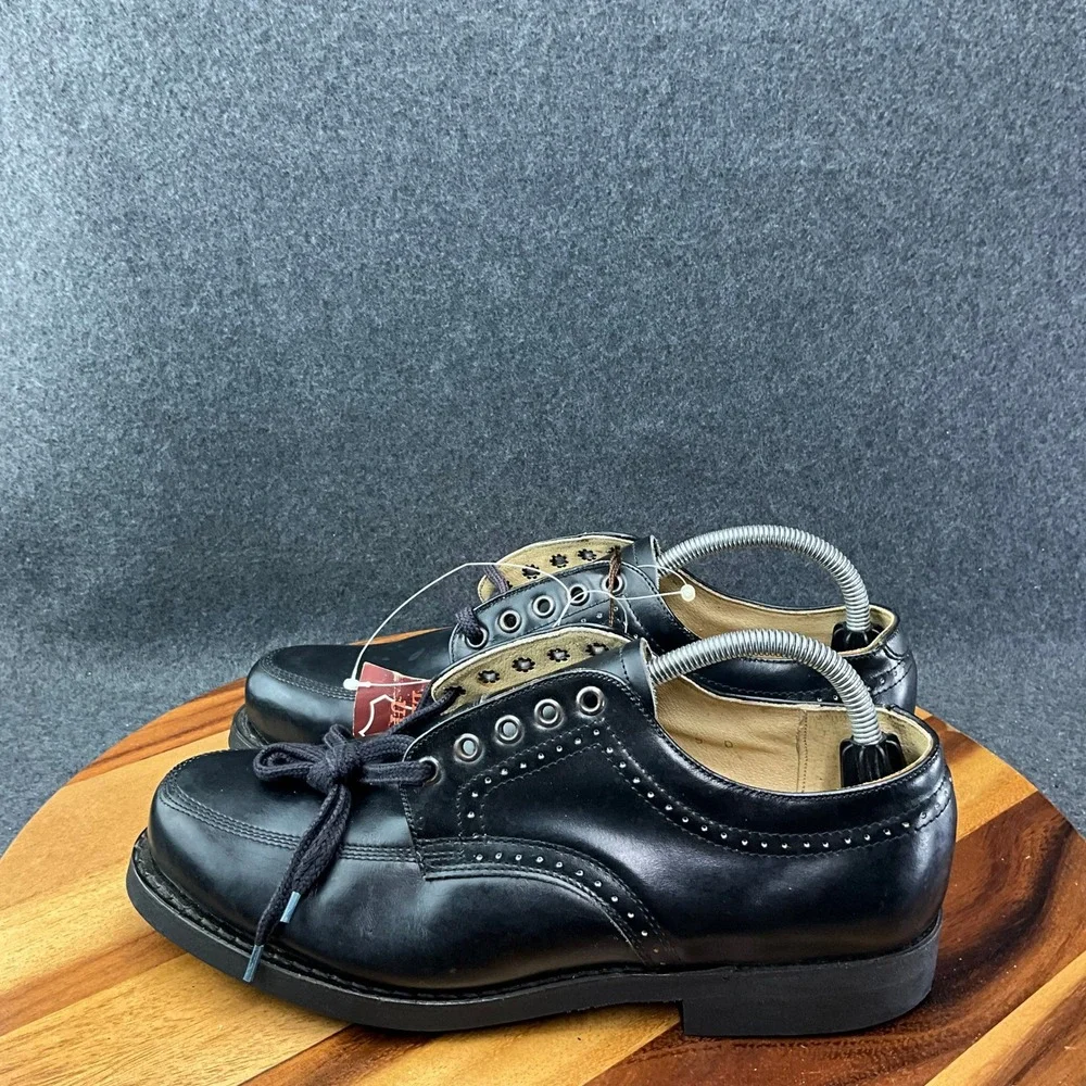 Vintage 90s Brahma Leather Oxfords Work Shoes Men's Sz 9 Black Steel Toe Rugged